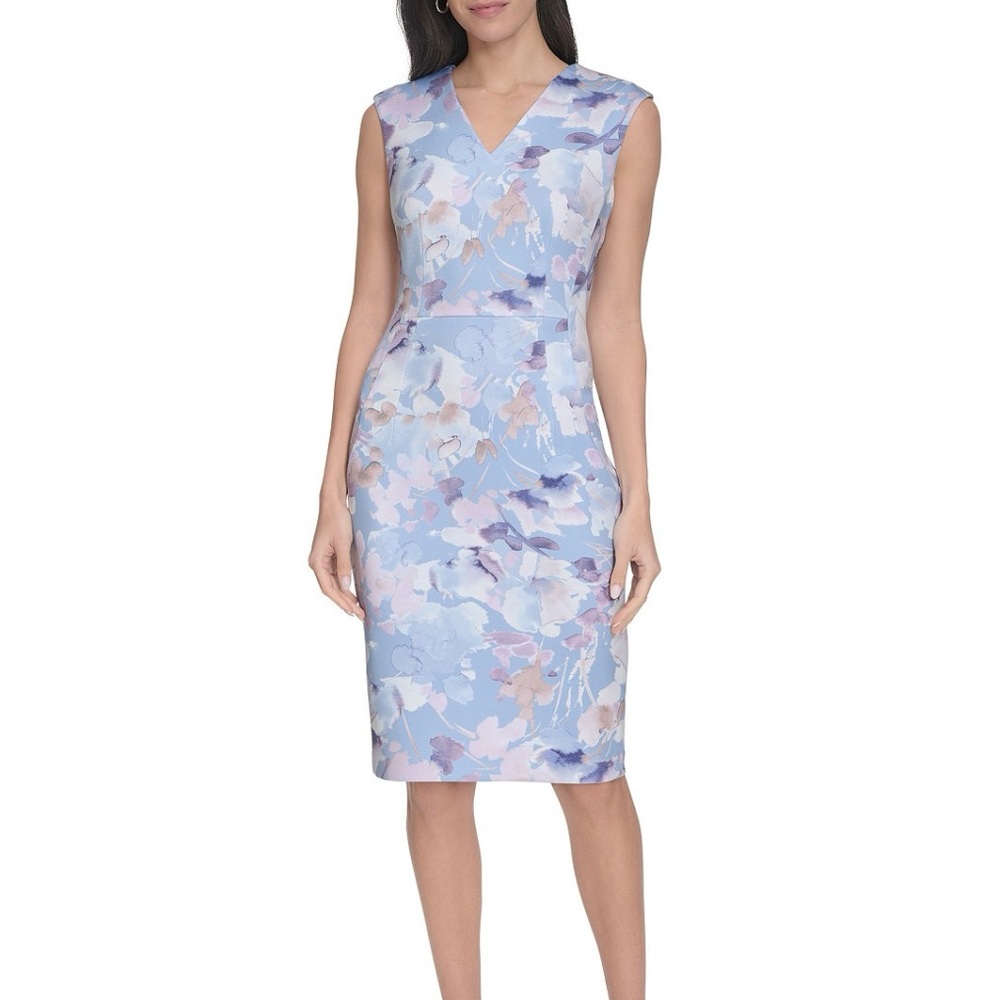 Floral Sleeveless Dress - Blue and Pink
